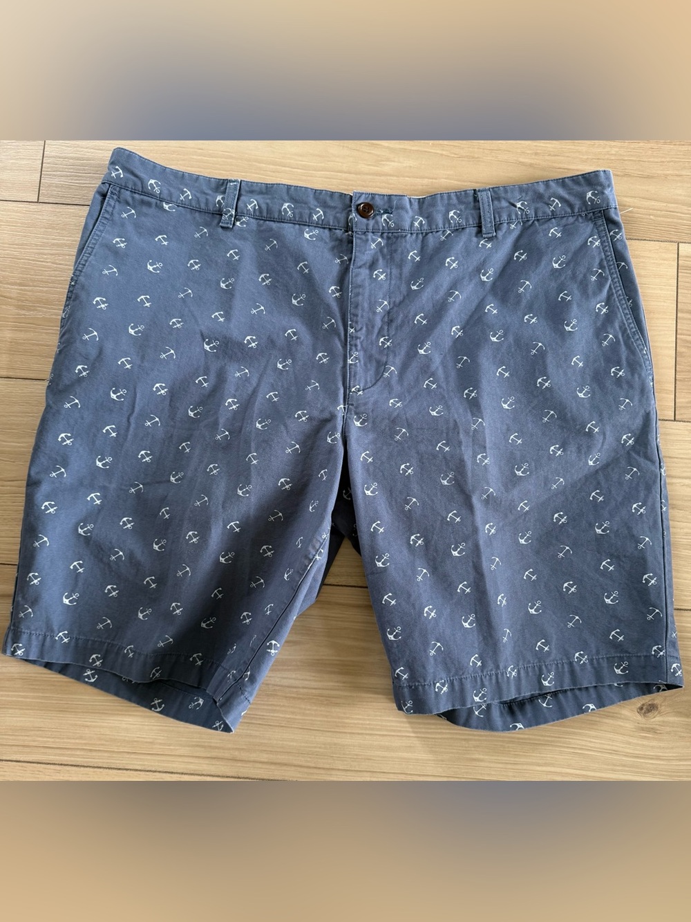 Dockers Men’s Anchor Print Shorts Size 42 Blue Nautical Chino Flat Front